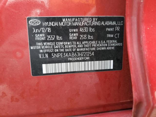5NPE34AB6JH721254 - 2018 HYUNDAI SONATA SPORT Rot Foto 12