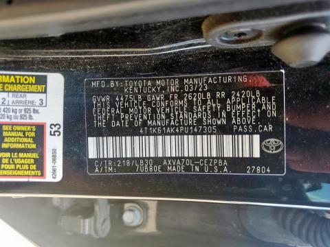 4T1K61AK4PU147305 - 2023 TOYOTA CAMRY XSE BLACK photo 12