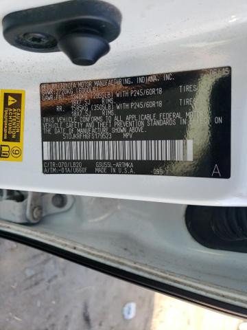 5TDJKRFH6FS179523 - 2015 TOYOTA HIGHLANDER XLE WHITE photo 13