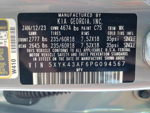 5XYK43AF6PG094567 - 2023 KIA SPORTAGE SX GRAY photo 13