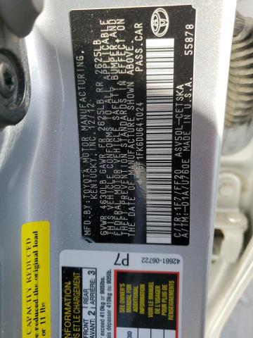 4T1BF1FK6DU641024 - 2013 TOYOTA CAMRY L SILVER photo 12