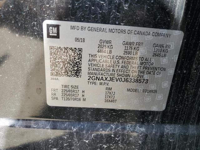 2GNAXJEV0J6338573 - 2018 CHEVROLET EQUINOX LT BLACK photo 14