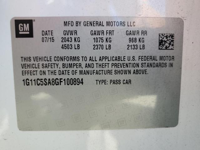 1G11C5SA8GF100894 - 2016 CHEVROLET MALIBU LIMITED LT 白色 照片 12