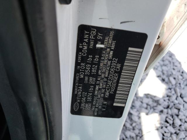 KMHCT5AE2DU063932 - 2013 HYUNDAI ACCENT GLS WHITE photo 12