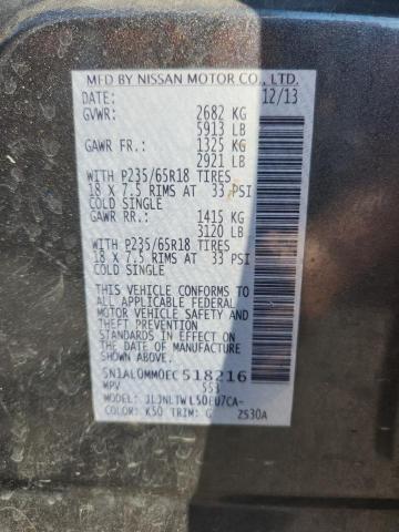 5N1AL0MM0EC518216 - 2014 INFINITI QX60 GRAY photo 13