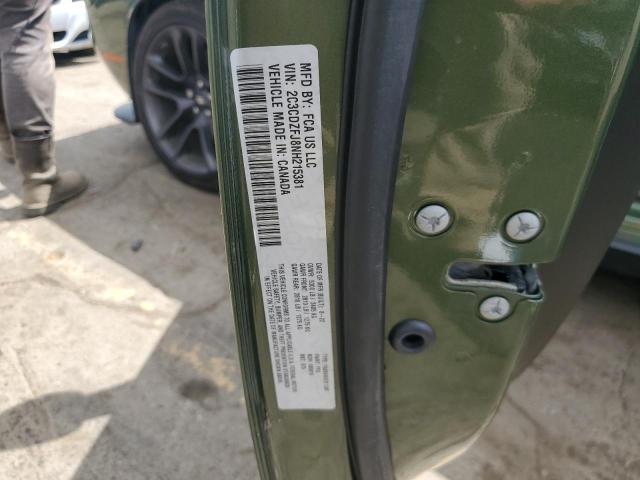 2C3CDZFJ8NH215381 - 2022 DODGE CHALLENGER R/T SCAT PACK GREEN photo 12