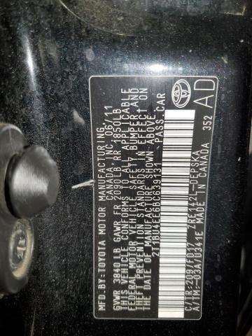 2T1BU4EE6BC639131 - 2011 TOYOTA COROLLA BASE Schwarz Foto 12