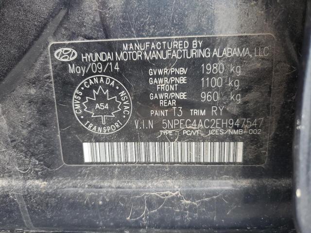 5NPEC4AC2EH947547 - 2014 HYUNDAI SONATA SE 蓝色 照片 12