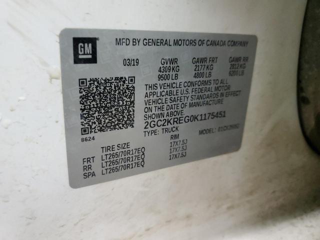 2GC2KREG0K1175451 - 2019 CHEVROLET SILVERADO K2500 HEAVY DUTY WHITE photo 12