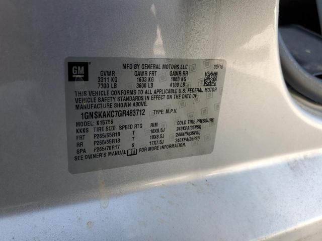 1GNSKAKC7GR483712 - 2016 CHEVROLET TAHOE K1500 LS SILVER photo 13