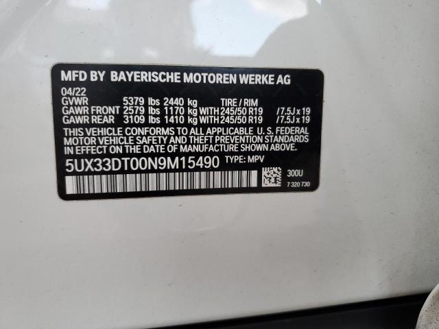 5UX33DT00N9M15490 - 2022 BMW X4 XDRIVE30I WHITE photo 13