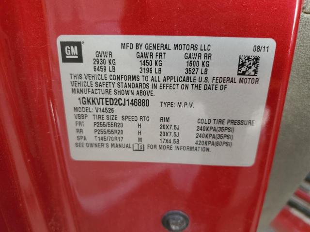 1GKKVTED2CJ146880 - 2012 GMC ACADIA DENALI RED photo 13