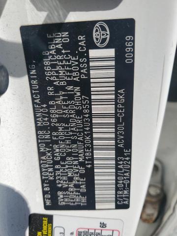 4T1BE30K14U348557 - 2004 TOYOTA CAMRY LE 白色 照片 13
