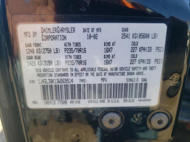 1J4GL38K13W569514 - 2003 JEEP LIBERTY RENEGADE 黑色 照片 12