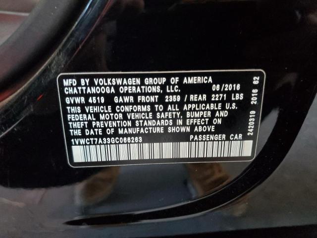 1VWCT7A33GC066263 - 2016 VOLKSWAGEN PASSAT SEL BLACK photo 12
