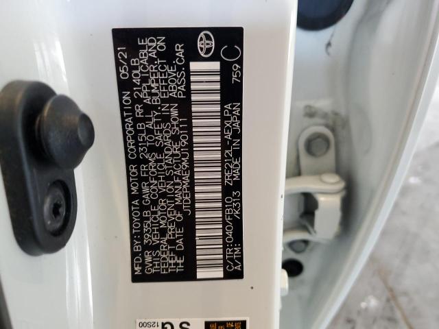 JTDEPMAE9MJ190111 - 2021 TOYOTA COROLLA LE Weiß Foto 12