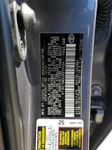 4T1BZ1HK4JU010434 - 2018 TOYOTA CAMRY XSE გრაფიტი ფოტო 13