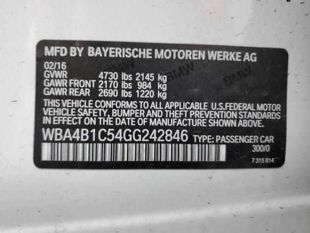 WBA4B1C54GG242846 - 2016 BMW 435 I GRAN COUPE WHITE photo 12