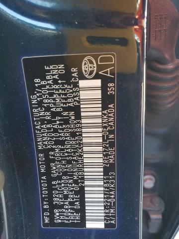 2T1BURHE2KC201893 - 2019 TOYOTA COROLLA L ტალღისფერი ფოტო 12