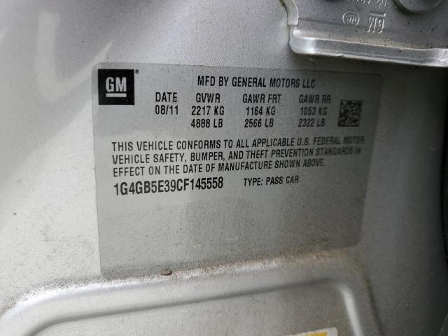 1G4GB5E39CF145558 - 2012 BUICK LACROSSE CONVENIENCE SILVER photo 13