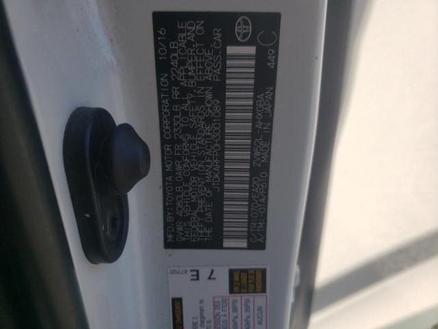 JTDKARFP0H3001089 - 2017 TOYOTA PRIUS PRIM თეთრი ფოტო 12