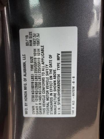 5FNRL6H95KB093154 - 2019 HONDA ODYSSEY ELITE Gris photo 13