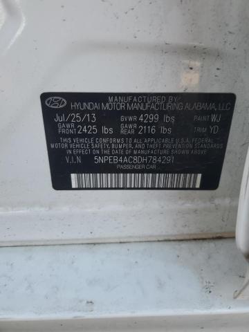 5NPEB4AC8DH784291 - 2013 HYUNDAI SONATA GLS WHITE photo 12