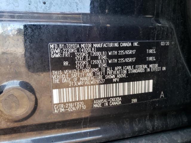 2T3LWRFV6LW078527 - 2020 TOYOTA RAV4 LE BLACK photo 12