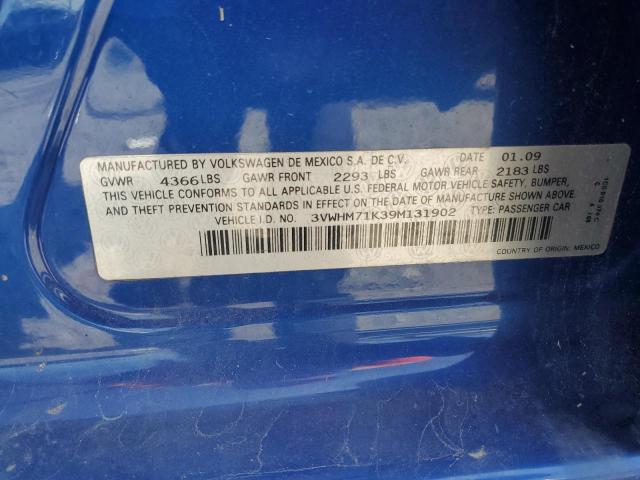 3VWHM71K39M131902 - 2009 VOLKSWAGEN JETTA S BLUE photo 13