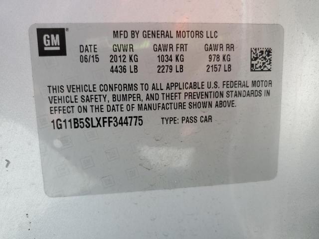 1G11B5SLXFF344775 - 2015 CHEVROLET MALIBU LS GRAY photo 12