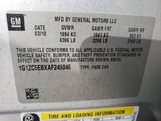 1G1ZC5EBXAF249046 - 2010 CHEVROLET MALIBU 1LT SILVER photo 12