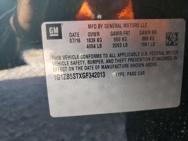 1G1ZB5STXGF342013 - 2016 CHEVROLET MALIBU LS Siyah fotoğraf 12