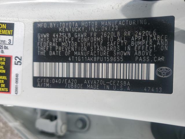 4T1G11AK8PU159655 - 2023 TOYOTA CAMRY SE NIGHT SHADE WHITE photo 12