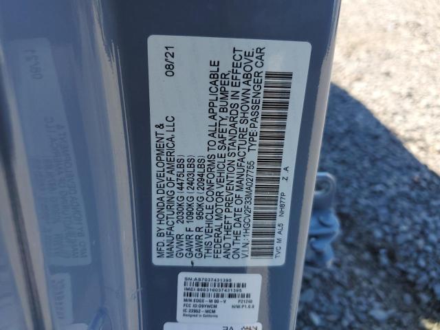 1HGCV2F33MA027755 - 2021 HONDA ACCORD SPORT BLUE photo 12