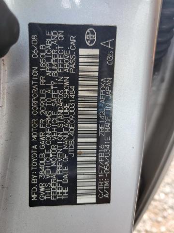 JTDBL40E09J031484 - 2009 TOYOTA COROLLA BASE SILVER photo 13