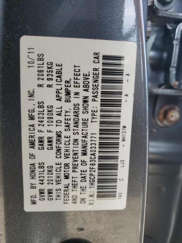 1HGCP2F83CA033771 - 2012 HONDA ACCORD EXL GRAY photo 12
