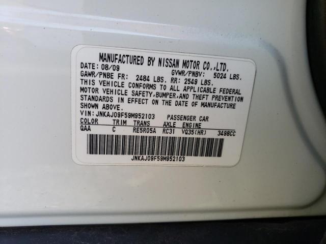 JNKAJ09F59M952103 - 2009 INFINITI EX35 BASE Սպիտակ լուսանկար 13