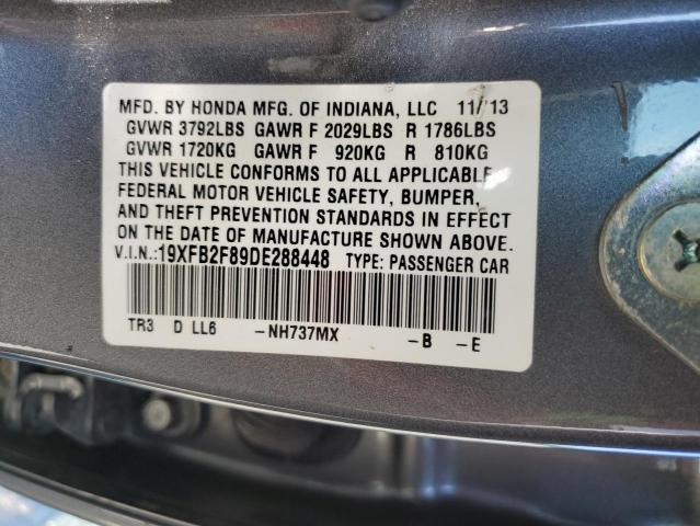 19XFB2F89DE288448 - 2013 HONDA CIVIC EX SILVER photo 13