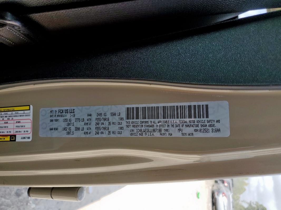 1C4BJWEG6JL867188 - 2018 JEEP WRANGLER U SAHARA Бежевий фото 14