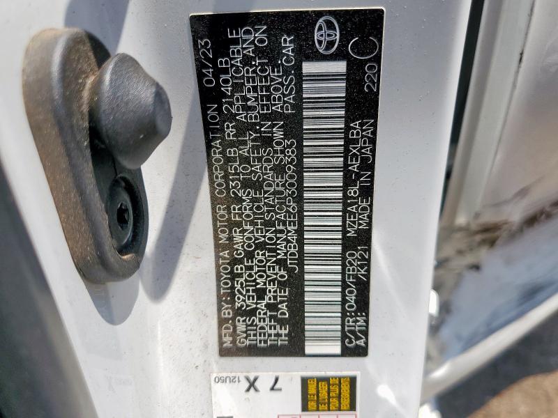 JTDB4MEE6P3009383 - 2023 TOYOTA COROLLA LE 白色 照片 12