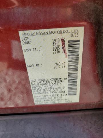 1N4AL3AP4FN920059 - 2015 NISSAN ALTIMA 2.5 RED photo 12