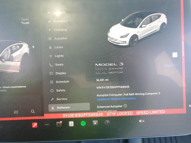 5YJ3E1EB0PF599945 - 2023 TESLA MODEL 3 WHITE photo 9