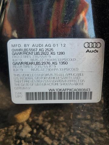 WA1DKAFPXCA080843 - 2012 AUDI Q5 PREMIUM PLUS BLACK photo 14