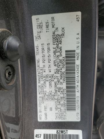 5TFJX4CN5FX057275 - 2015 TOYOTA TACOMA DOUBLE CAB GRAY photo 13