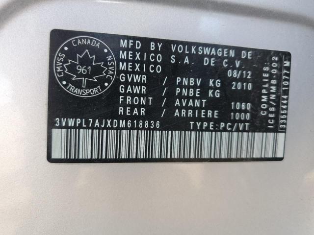 3VWPL7AJXDM618836 - 2013 VOLKSWAGEN JETTA TDI 银色 照片 12