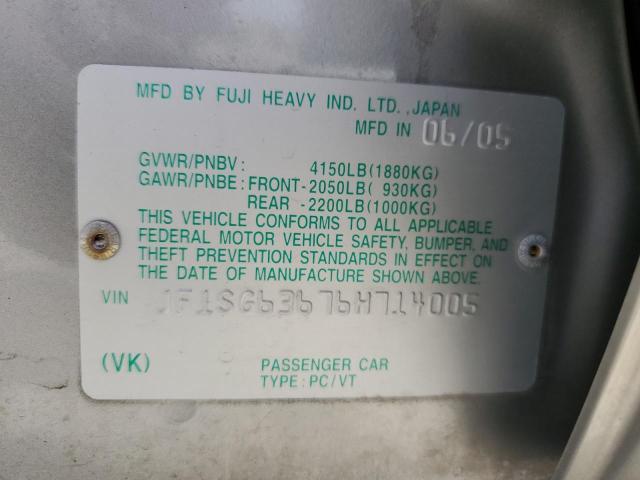 JF1SG63676H714005 - 2006 SUBARU FORESTER 2.5X SILVER photo 12