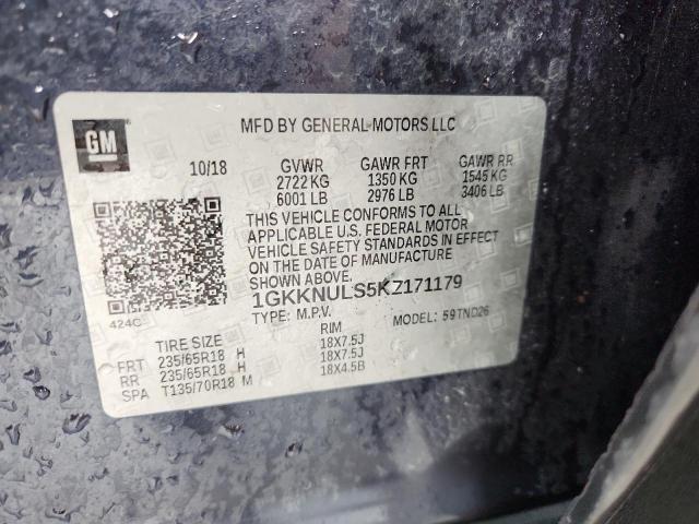 1GKKNULS5KZ171179 - 2019 GMC ACADIA SLT-1 ლურჯი ფოტო 13