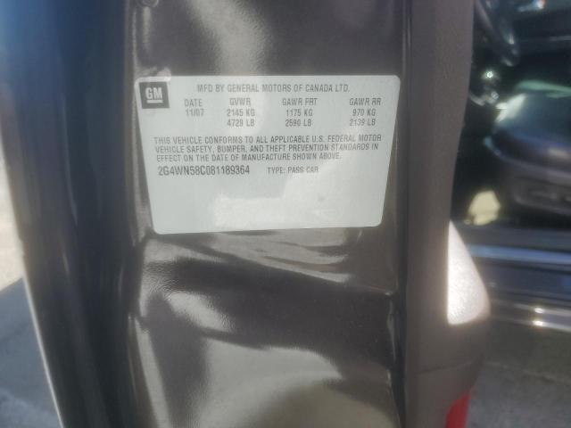 2G4WN58C081189364 - 2008 BUICK LACROSSE SUPER SERIES BLACK photo 12