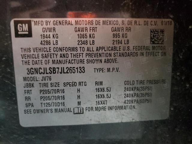 3GNCJLSB7JL265133 - 2018 CHEVROLET TRAX 1LT გრაფიტი ფოტო 14