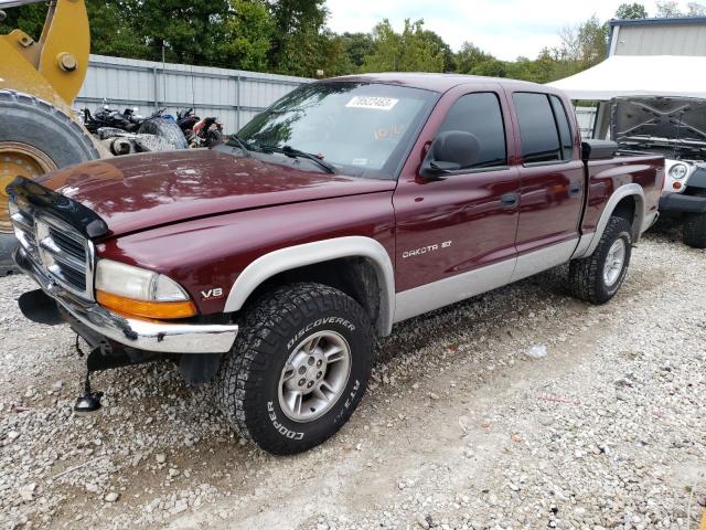 1B7GG2AN5YS756794 - 2000 DODGE DAKOTA QUAD BURGUNDY photo 1